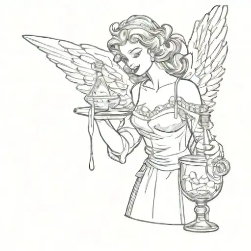 angel bartending shaker pouring tattoo design idea