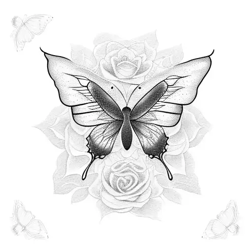 Incorporate a cursive J and a capital B into a butterfly design tattoo design idea