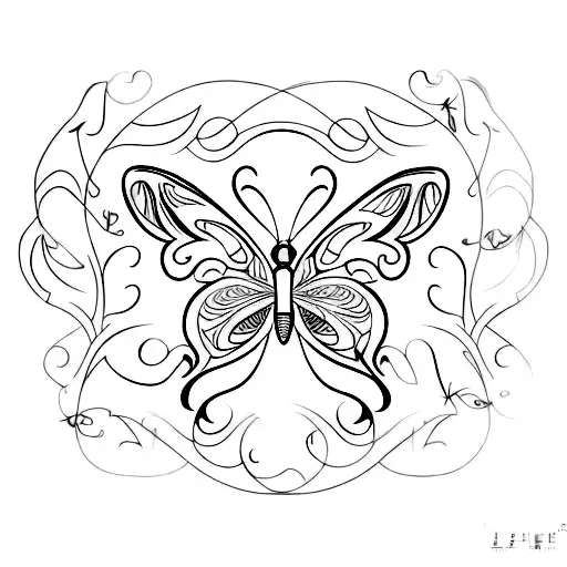 Incorporate a cursive J and a capital B into a butterfly design tattoo design idea