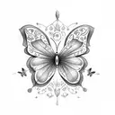 Incorporate a cursive J and a capital B into a butterfly design tattoo design idea