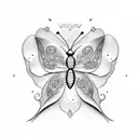 Incorporate a cursive J and a capital B into a butterfly design tattoo design idea