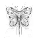 Incorporate a cursive J and a capital B into a butterfly design tattoo design idea