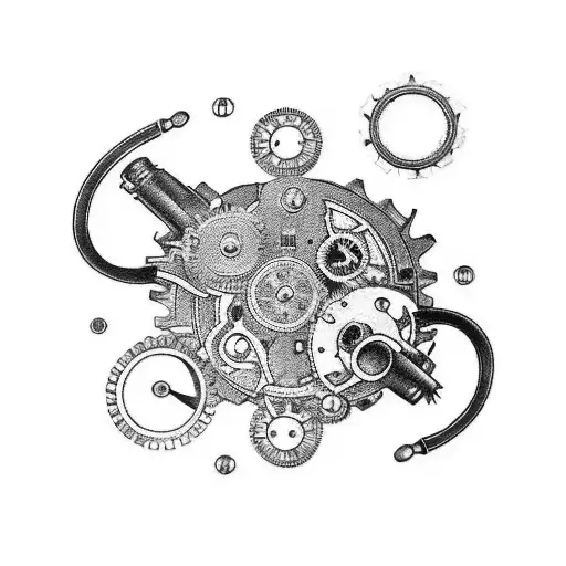 A steampunk-inspired 1900's revolver with gears and mechanical elements incorporated into the design tattoo design idea