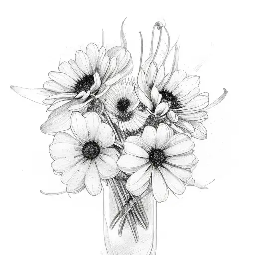 October, may, June, December birth flowers in one bouquet  tattoo design idea