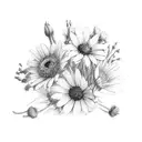 October, may, June, December birth flowers together all in one small bouquet  tattoo design idea