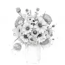 October, may, June, December birth flowers together all in one bouquet  tattoo design idea