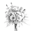 October, may, June, December birth flowers together all in one bouquet  tattoo design idea