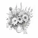 October, may, June, December birth flowers together all in one bouquet  tattoo design idea