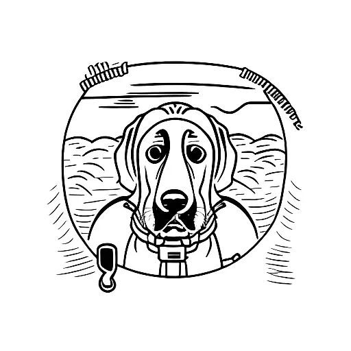 basset hound driving a front end loader  tattoo design idea