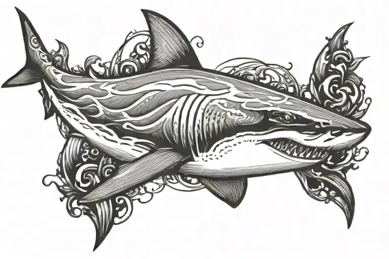  cover up tattoo with shark tattoo design idea