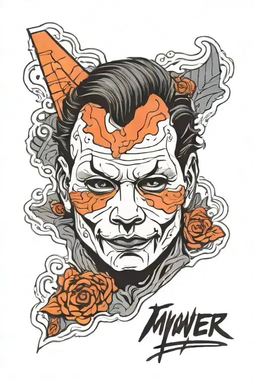 michael myers upper body little lines tattoo design idea