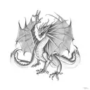 dragon with wings spread out perched on crystals tattoo design idea