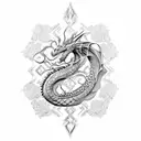 dragon on crystal tattoo design idea