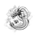 dragon on crystal tattoo design idea