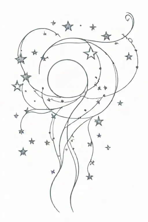 celestial ocean themed girly glitter line drawing  tattoo design idea