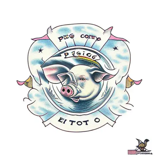pig crow tattoo design idea