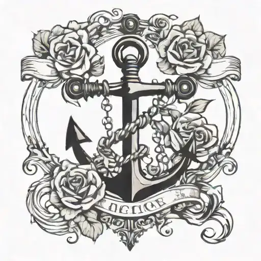 Anchor, Black roses intertwined with an hourglass tattoo design idea
