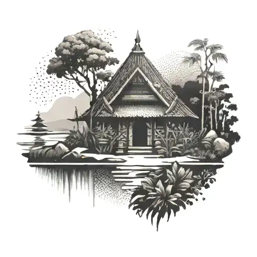 A dotwork tattoo of a traditional tribal design inspired by the indigenous cultures of North East India, reflecting your favorite place tattoo design idea