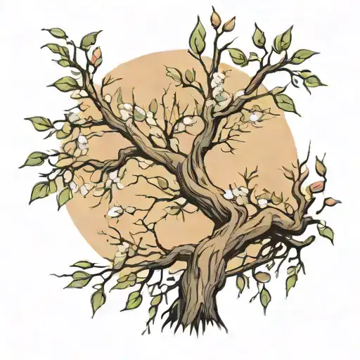 willow tree branch tattoo design idea