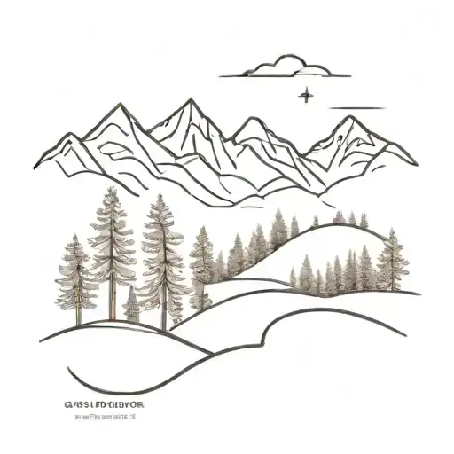 copo de nieve montaña bosque tattoo design idea