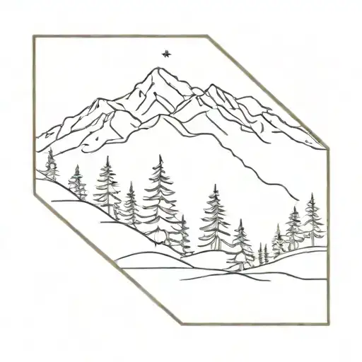 copo de nieve t montaña bosque tattoo design idea