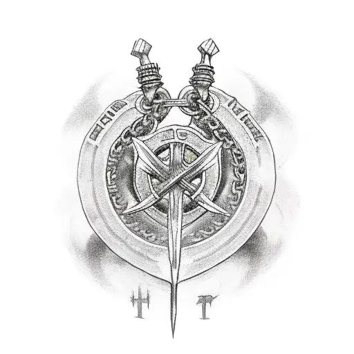 chain of judgement tattoo but with a Christian cross and a nail at the end instead  tattoo design idea