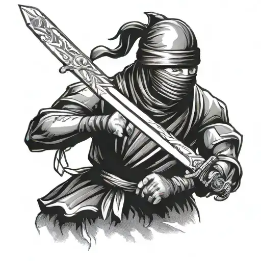 ninja with sword tattoo design idea