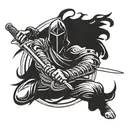 ninja warrior wielding his sword tattoo design idea