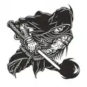 ninja warrior wielding his sword tattoo design idea