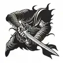 ninja warrior wielding his sword tattoo design idea