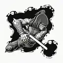 ninja warrior wielding his sword tattoo design idea