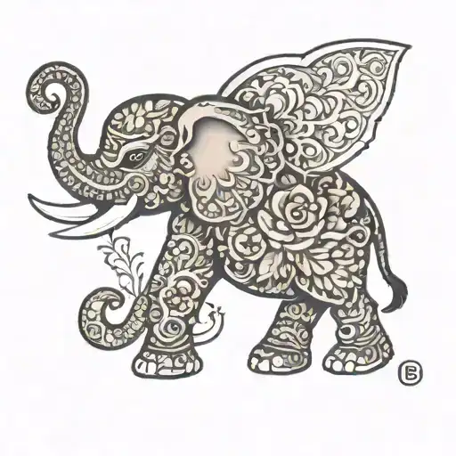 mandala elephant side view tattoo design idea