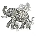 mandala elephant side view tattoo design idea