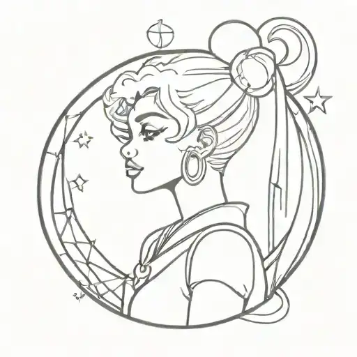  African American sailor moon tattoo design idea