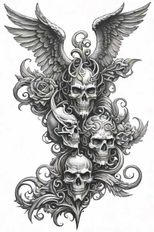 good vs evil tattoo design idea