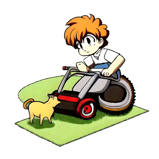 simba pushing lawn mower  tattoo design idea