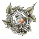 hawthorn inside a frame tattoo design idea