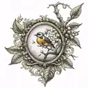 hawthorn inside a frame tattoo design idea