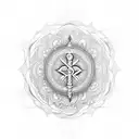 Create a mandala-inspired design featuring a Christian cross at the center tattoo design idea