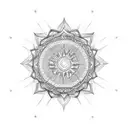 Create a mandala-inspired design featuring a Christian cross at the center tattoo design idea