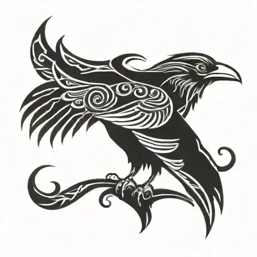 Ravens, Viking nordic tattoo design idea