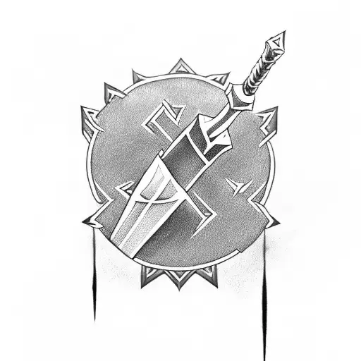 Thor's hammer Mjolnir striking a lightning bolt tattoo design idea