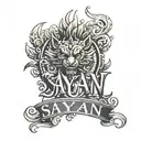 SAYAN name unique logo with transparent background. tattoo design idea
