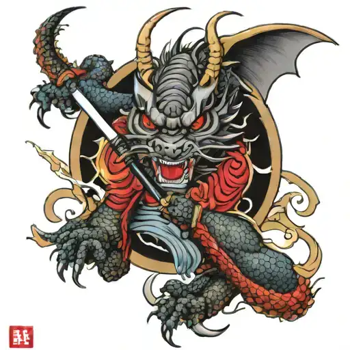 katana dragon search tattoo design idea