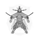 A fierce samurai warrior folding an origami crane with intricate details tattoo design idea