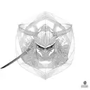 A fierce samurai warrior folding an origami crane with intricate details tattoo design idea