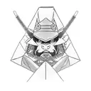 A samurai warrior demonstrating patience and discipline while folding an origami crane, capturing the essence of both passions tattoo design idea