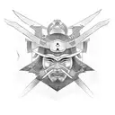 A samurai warrior demonstrating patience and discipline while folding an origami crane, capturing the essence of both passions tattoo design idea