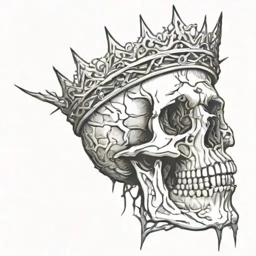 skull with crown of thorns tattoo design idea