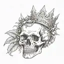skull with crown of thorns tattoo design idea
